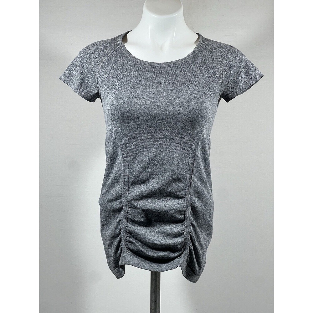 Athleta Chi Compression Top Womens Small Gray Polyester Stretch Yoga Sporty